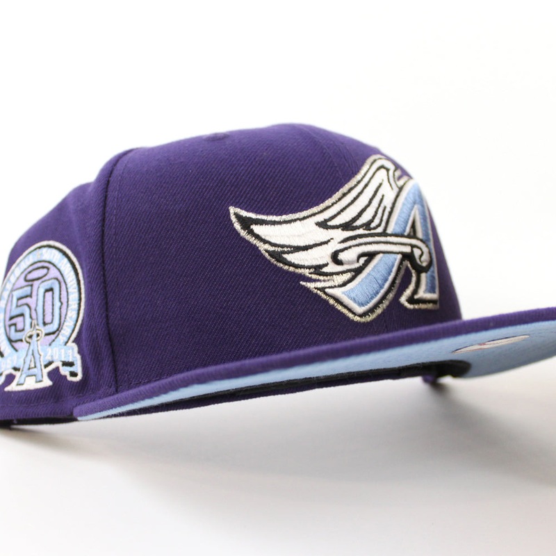 Anaheim Angels 50th Anniversary New Era 59Fifty Fitted Hat (Purple Sky Blue Under Brim) 7