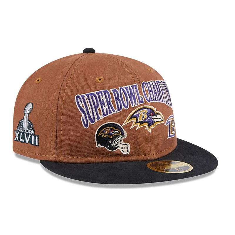 Baltimore Ravens NFL Champions Dark Beige Retro Crown 59FIFTY Fitted Cap 6 7/8
