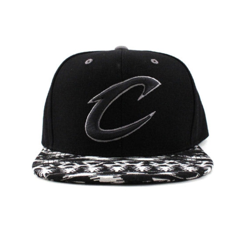 Cleveland Cavaliers Mitchell & Ness Strapback Hats (Black White Gray) One Size