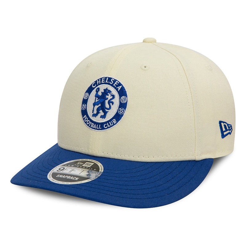 New Era 9FIFTY Chelsea FC Low Profile Snapback Cap – Lion Crest – Off White-Blue Small/Medium
