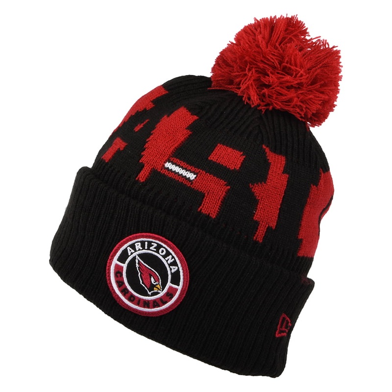 New Era Arizona Cardinals Bobble Hat – NFL On Field Sport Knit – Black-Red 1-Size