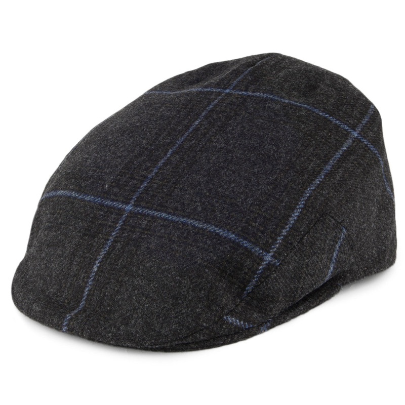 Olney Kinloch Tweed Saxony Flat Cap – Charcoal-Blue S