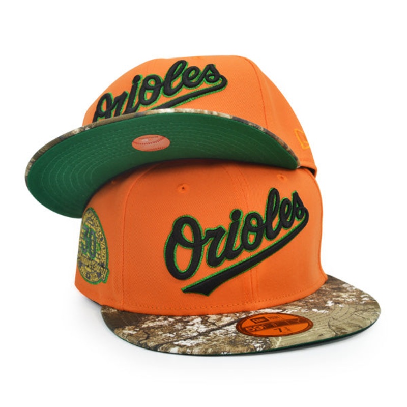 Baltimore Orioles 30th ANNIVERSARY Exclusive New Era 59Fifty Fitted Hat – Orange/Real Tree Camo 6 7/8