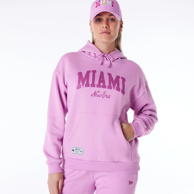 New Era Infill Pastel Pink Oversized Pullover Hoodie XS