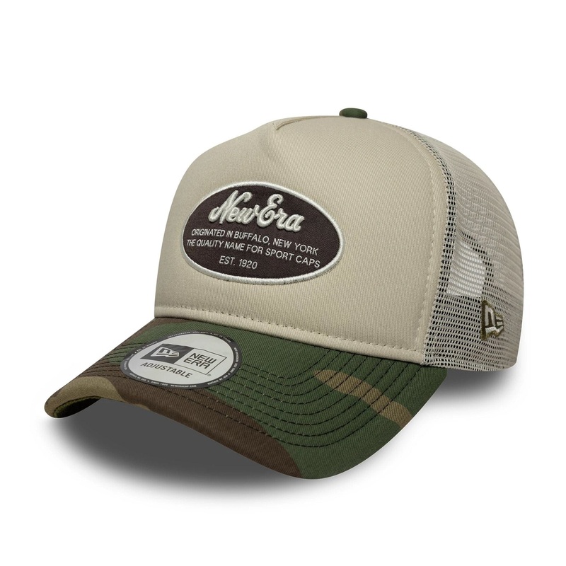New Era Oval Patch Cream 9FORTY E-Frame Trucker Adjustable Cap OSFM