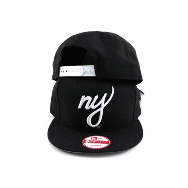 NY Script New Era 9fifty Snapback Hat (BLACK GRAY UNDER BRIM) One Size
