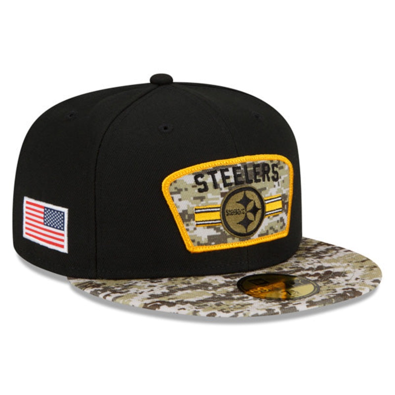 Pittsburgh Steelers New Era 2021 Salute To Service 59FIFTY Fitted Hat – Black/Camo 8