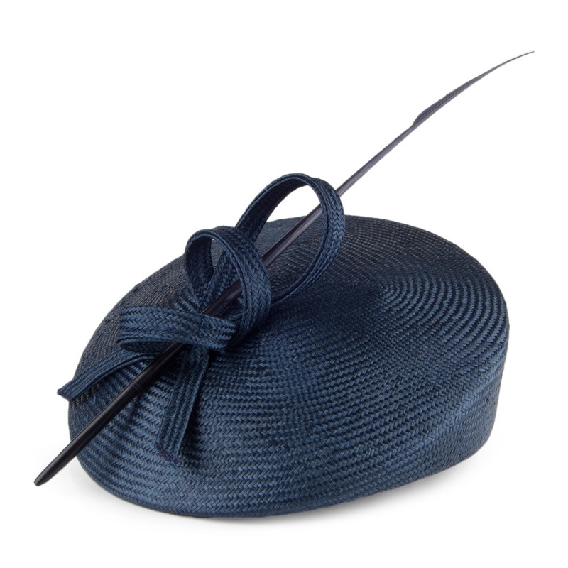Whiteley Hats Pippa Straw Pillbox Hat – Navy Blue 1-Size