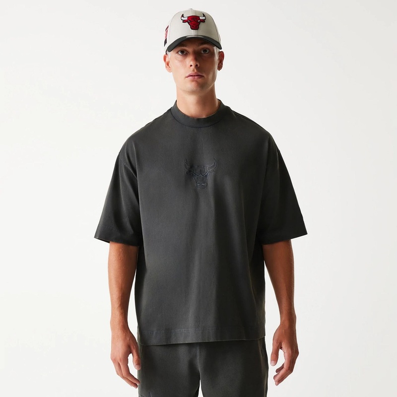 Chicago Bulls NBA Washed Grey Box T-Shirt XS