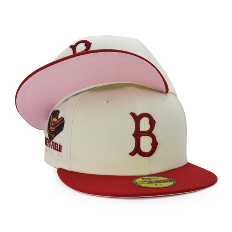 Brooklyn Dodgers EBBETS FIELD Exclusive New Era 59Fifty Fitted Hat  – Chrome/Pinot/Pink UV 7