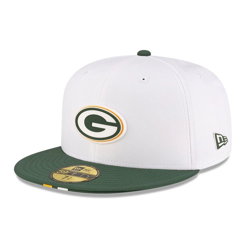 Green Bay Packers NFL Training 2025 White 59FIFTY Fitted Cap 6 7/8