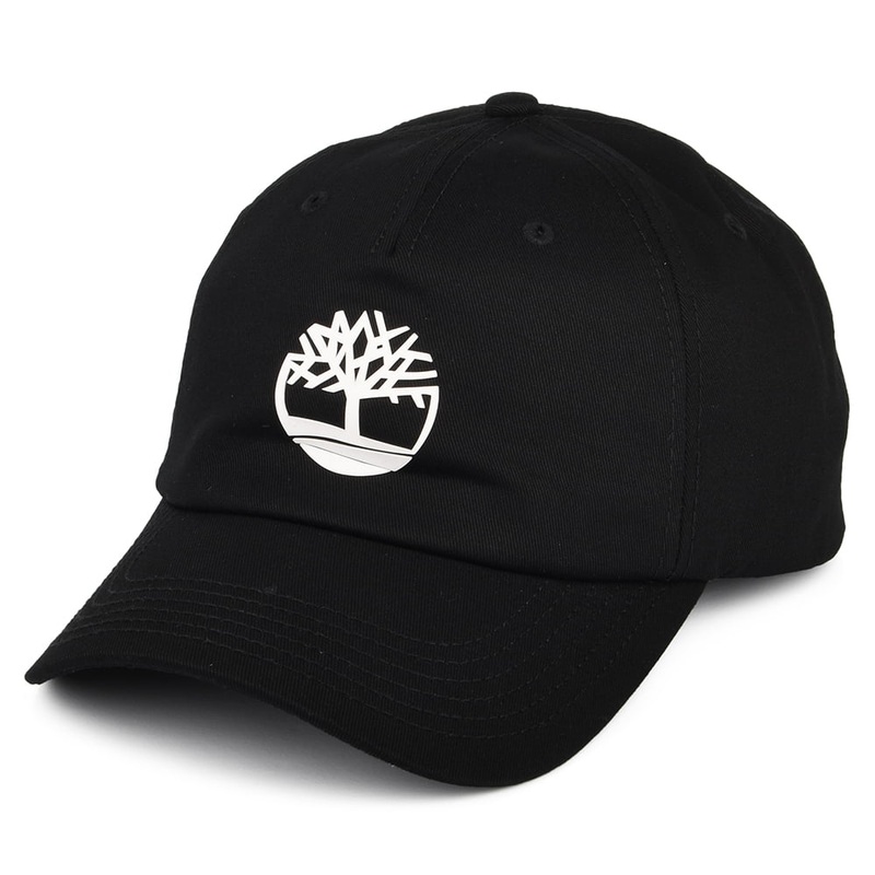 Timberland Hats Rubberized Logo Snapback Cap – Black Adjustable
