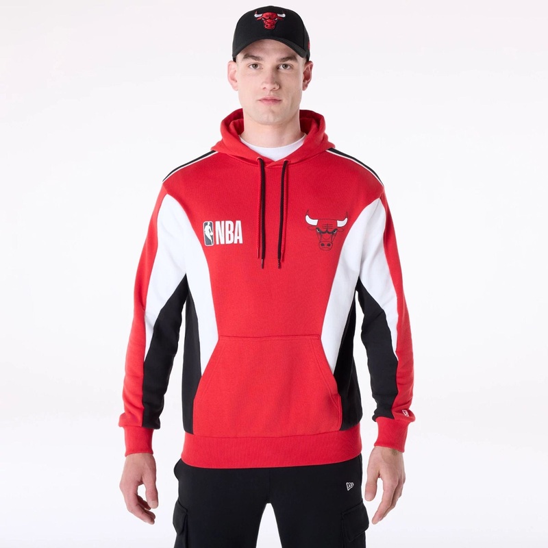 Chicago Bulls NBA Graphic Red Oversized Pullover Hoodie XS