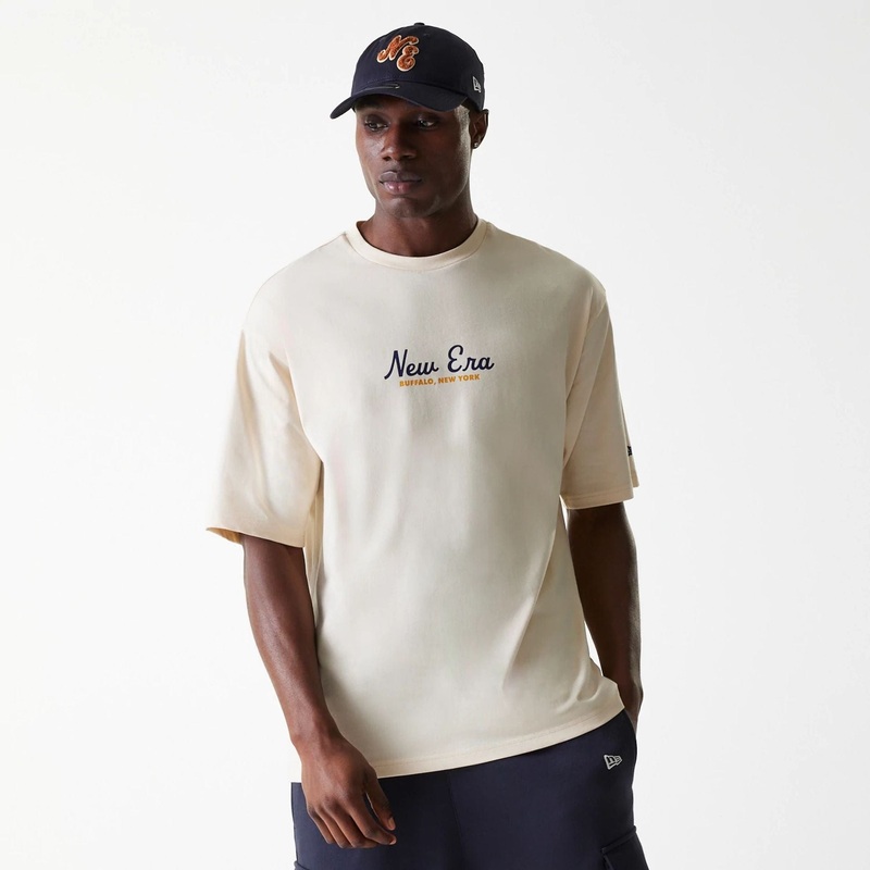 New Era Animal Graphic Light Beige Oversized T-Shirt XS