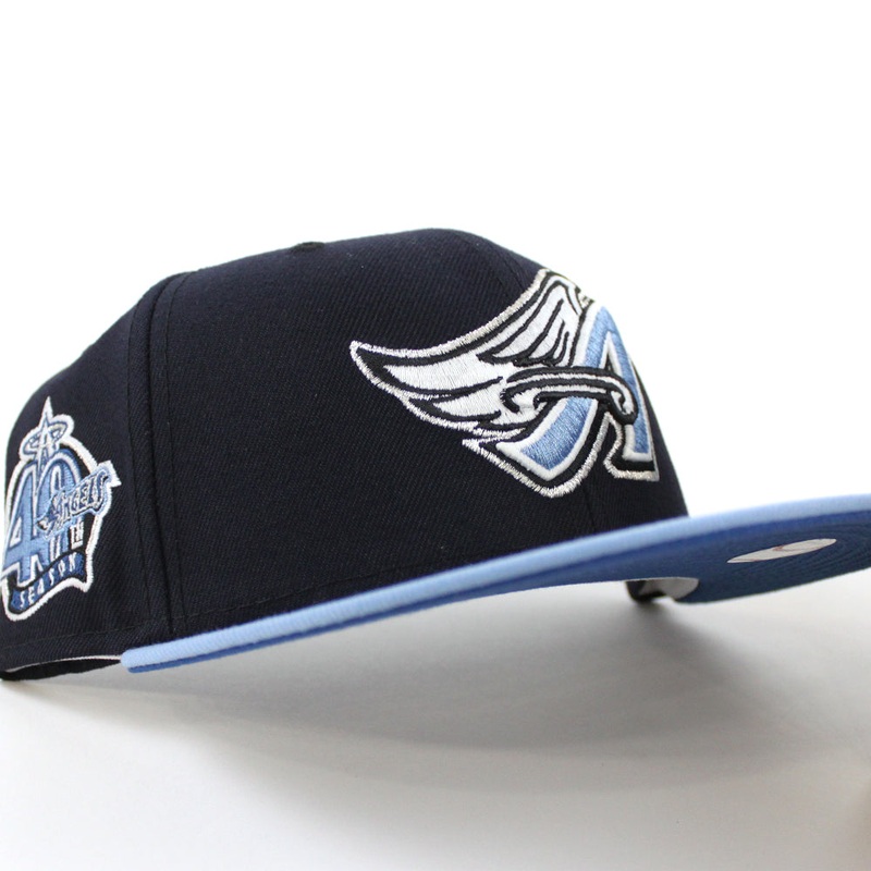 Anaheim Angels 40th Anniversary New Era 59Fifty Fitted Hat (GITD Blue Sky Blue Aqua Under Brim) 7