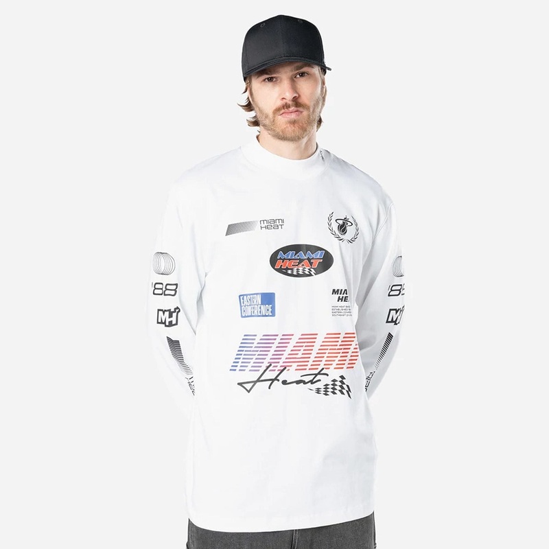 Miami Heat Modern Driver White Long Sleeve T-Shirt S