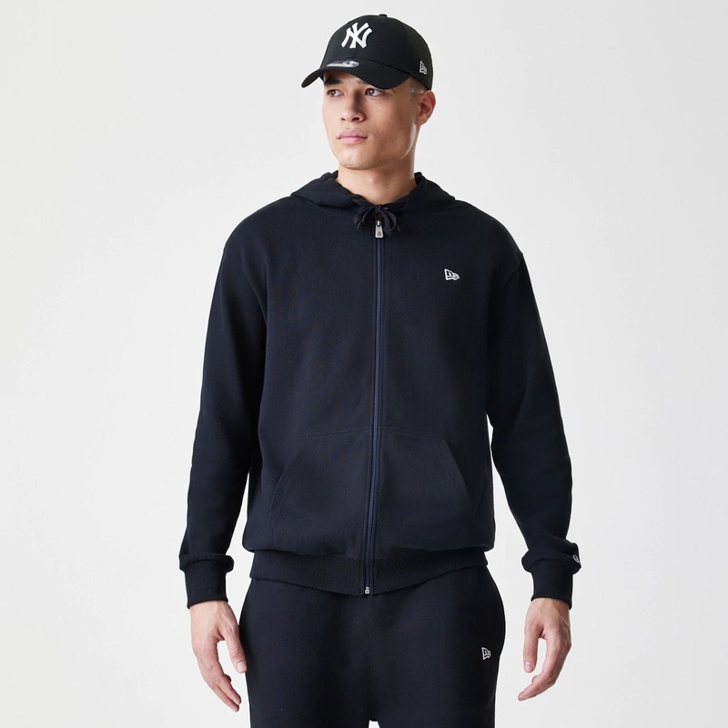 New Era Premium Essential Black Oversized Full Zip Hoodie XS