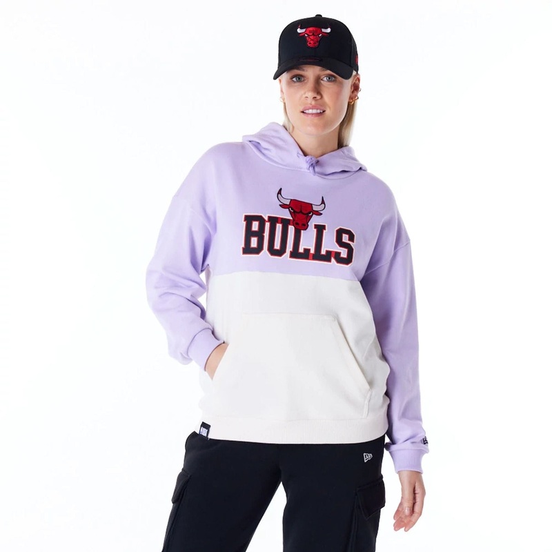 Chicago Bulls Womens NBA Pastel Purple Oversized Pullover Hoodie XS