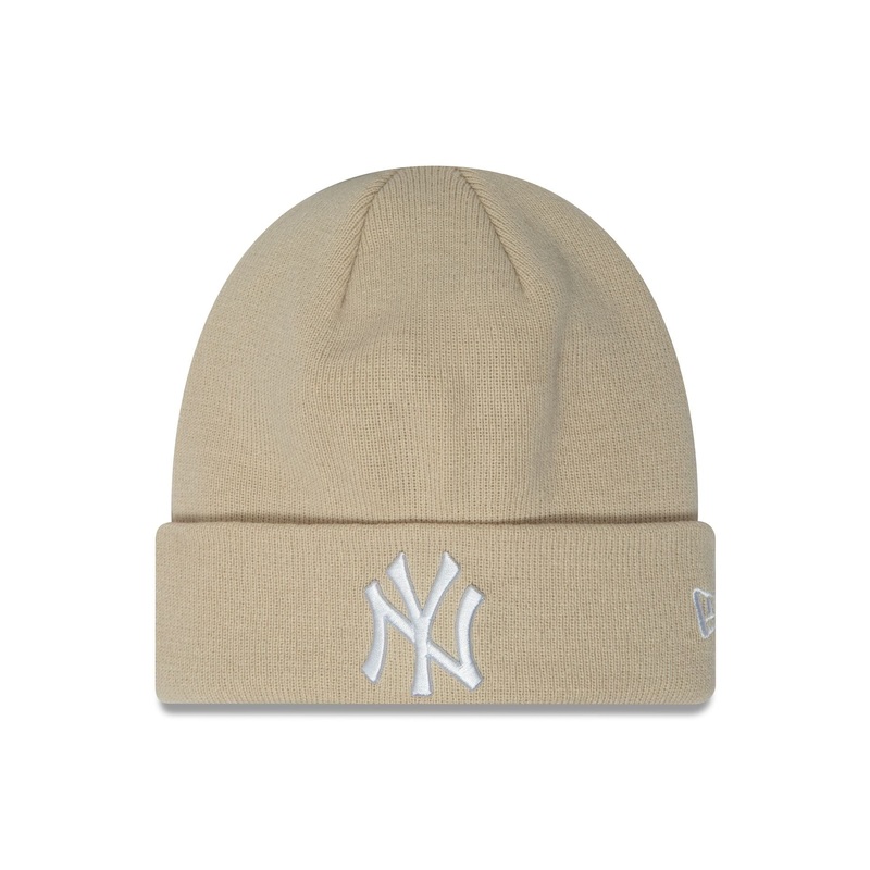 New York Yankees Essential Light Beige Cuff Knit Beanie Hat OSFM
