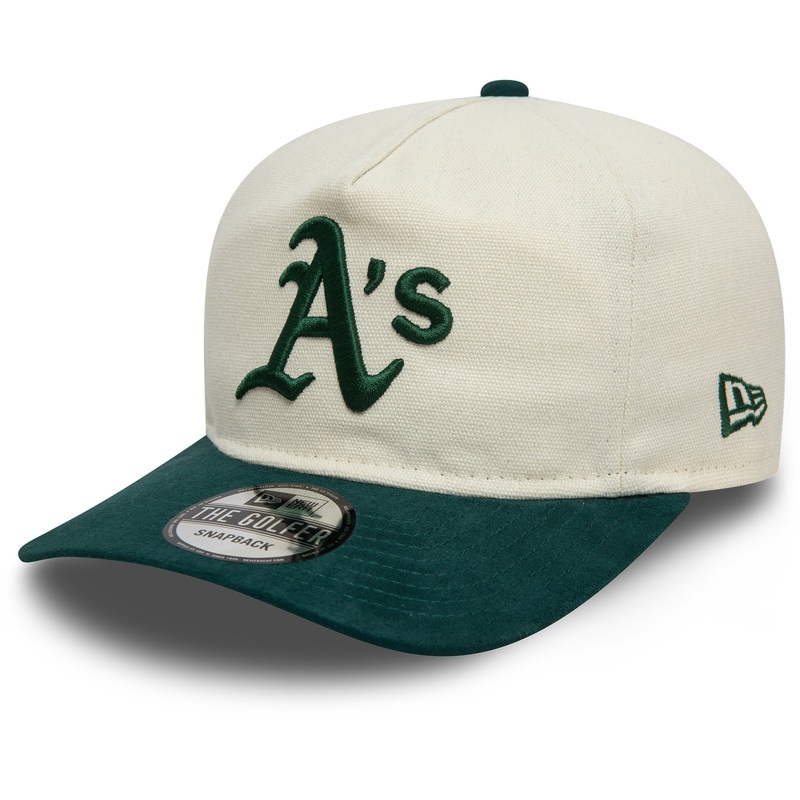 Oakland Athletics GOLFER Script Precurved Ivory/Green Cap One Size