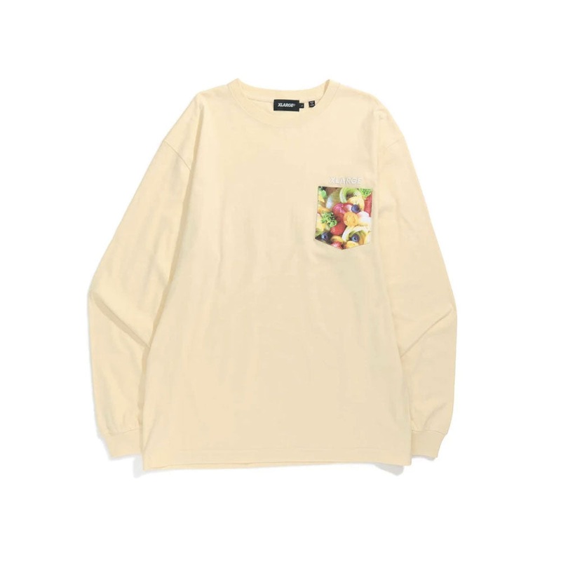 XLarge INGREDIENTS SLANTED OG POCKET LONGSLEVE (Cream) m