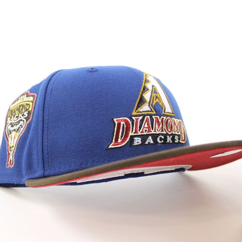 Arizona Diamondbacks 1998 Inaugural Season New Era 59Fifty Fitted Hat (Glow in the Dark SongBird Blue Walnut Pinot Red Under Brim) 7
