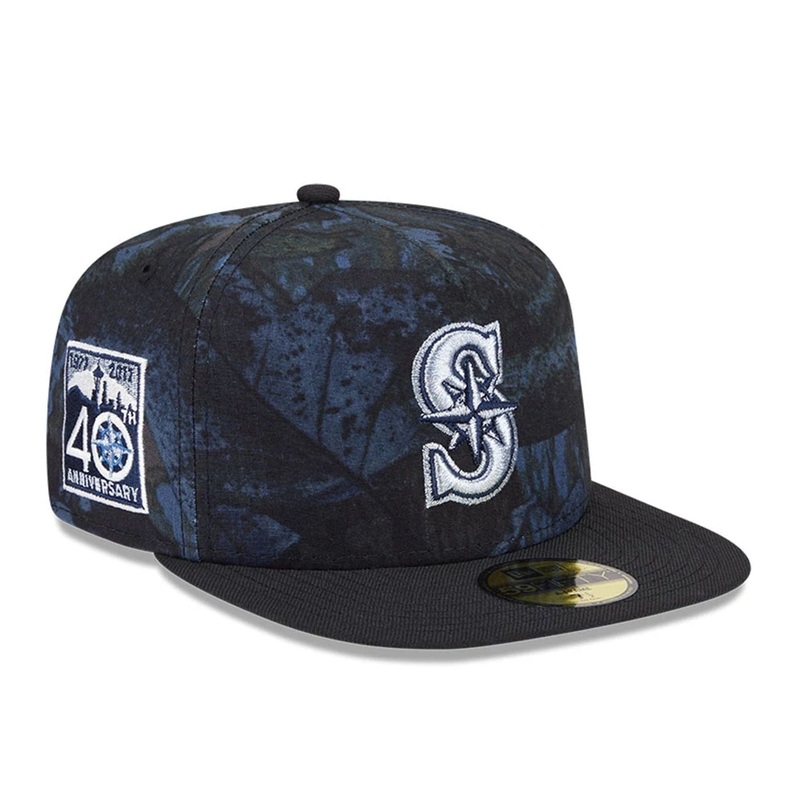 Seattle Mariners MLB Ripstop Real Tree Camo Navy 59FIFTY A-Frame Fitted Cap 6 7/8