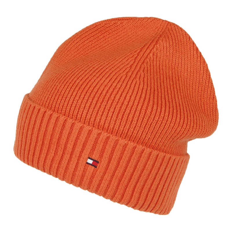 Tommy Hilfiger Hats Pima Essential Flag Cotton Cashmere Beanie Hat – Burnt Orange 1-Size