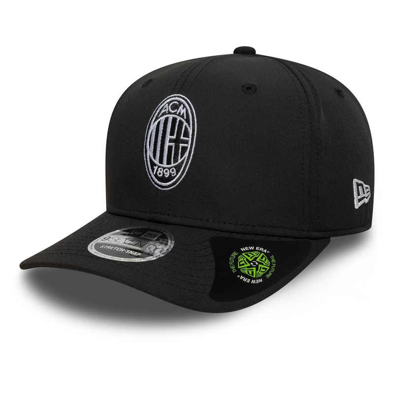 AC Milan Recycled Black 9SEVENTY Stretch Snap Adjustable Cap OSFM
