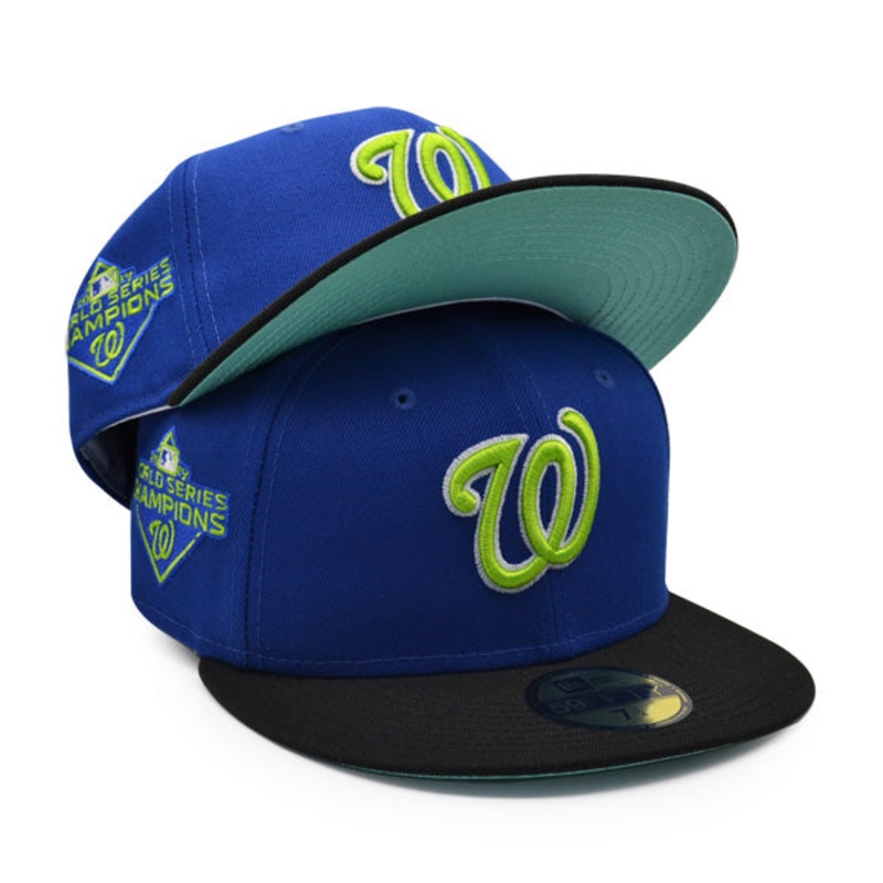 Washington Nationals 2019 WORLD SERIES Exclusive New Era 59Fifty Fitted Hat  Royal/Lime/Mint Bottom 7