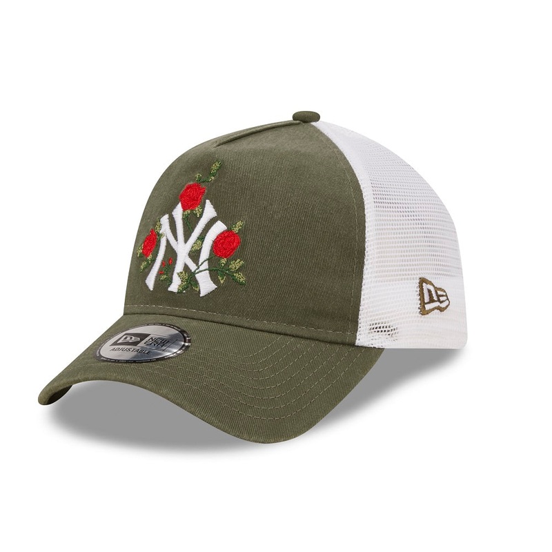 New York Yankees Trucker Flower Olive Cap One Size