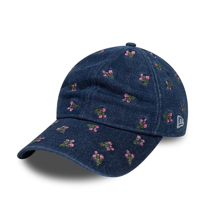 Womens New Era Floral Denim Navy 9TWENTY Adjustable Cap OSFM