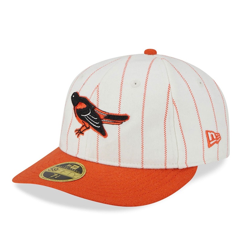 Baltimore Orioles 59FIFTY Retro Crown MLB Cooperstown Stripe White Cap 6-7/8