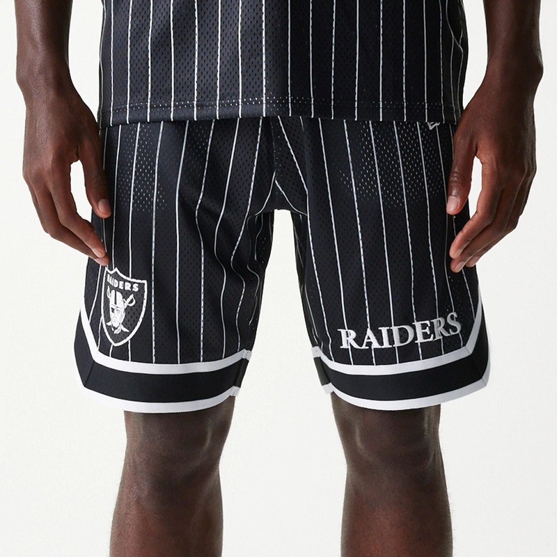Las Vegas Raiders NFL Pinstripe Black Shorts XS