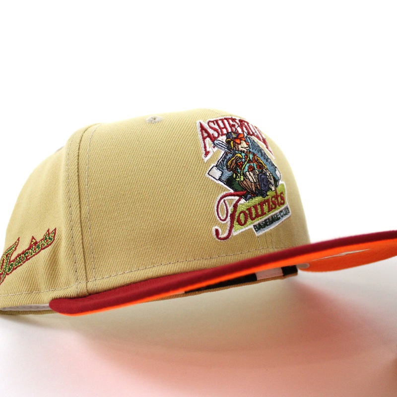 Asheville Tourist HomeTown Collection New Era 59Fifty Fitted Hat (VEGAS GOLD PINOT RED HUNTER FLAME ORANGE Under Brim) 7