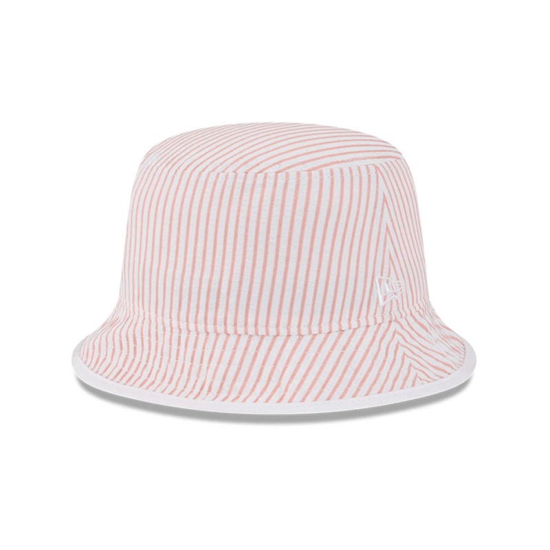 New Era Pinstripe Pastel Orange Bucket Hat S