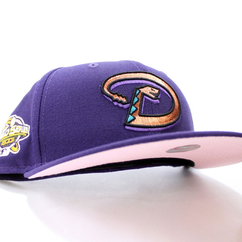 Arizona Diamondbacks 2001 World Series New Era 59Fifty Fitted Hat (Purple Pink Under Brim) 6 7/8