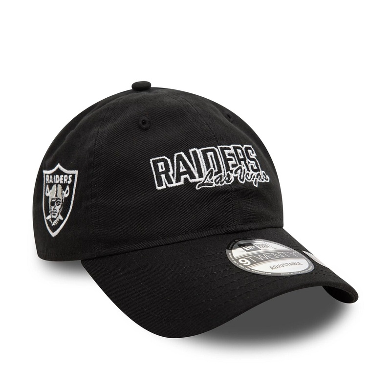 Las Vegas Raiders NFL Script Black 9TWENTY Adjustable Cap OSFM