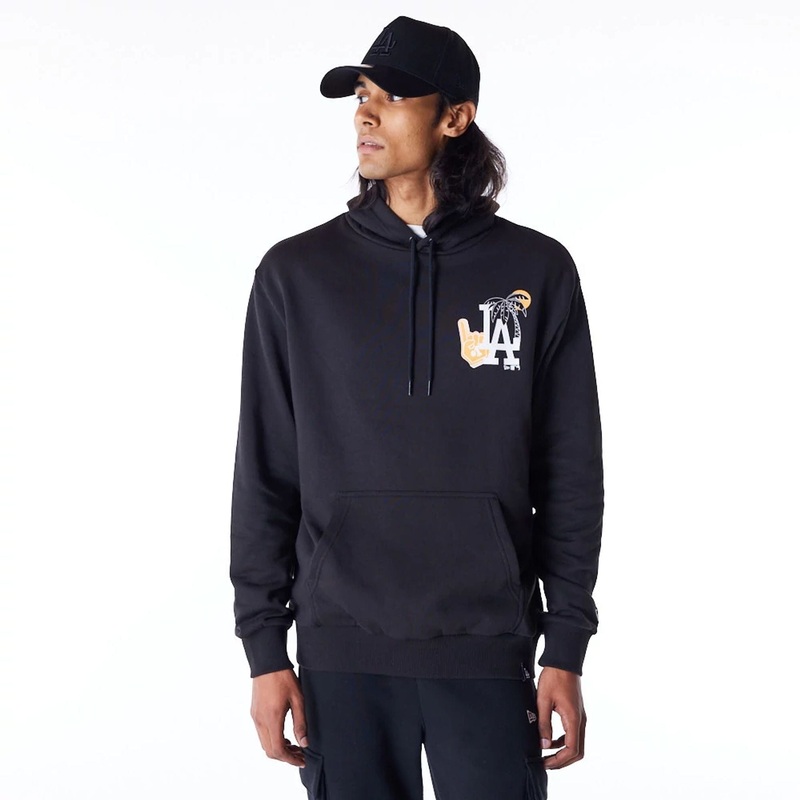 LA Dodgers MLB Graphic Black Oversized Pullover Hoodie XS