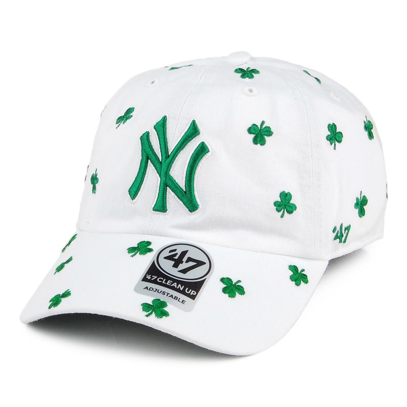 47 Brand St. Patrick’s Clover New York Yankees Baseball Cap – Clean Up – White-Green Adjustable