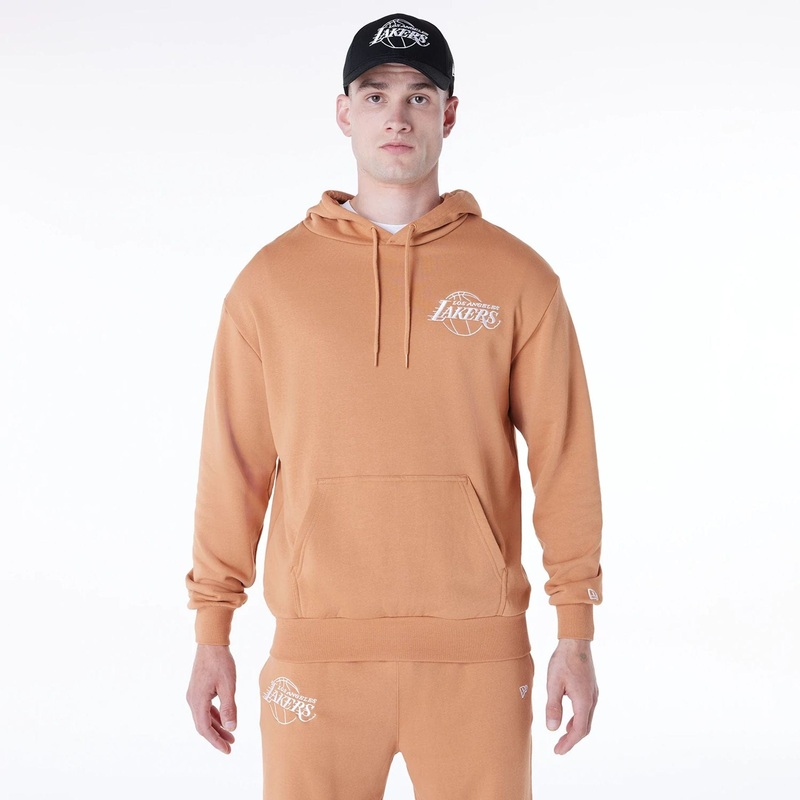 LA Lakers NBA League Essential Dark Beige Oversized Pullover Hoodie XS
