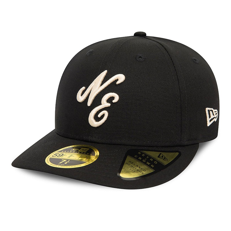 New Era 59FIFTY Low Profile Heritage Script Black Cap 6-7/8