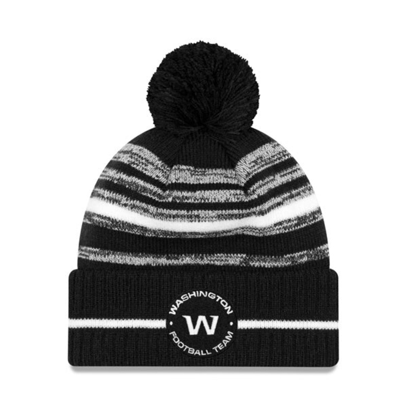 Washington Football Team New Era 2021 NFL Sideline Sport Pom Cuffed Knit Hat – Black