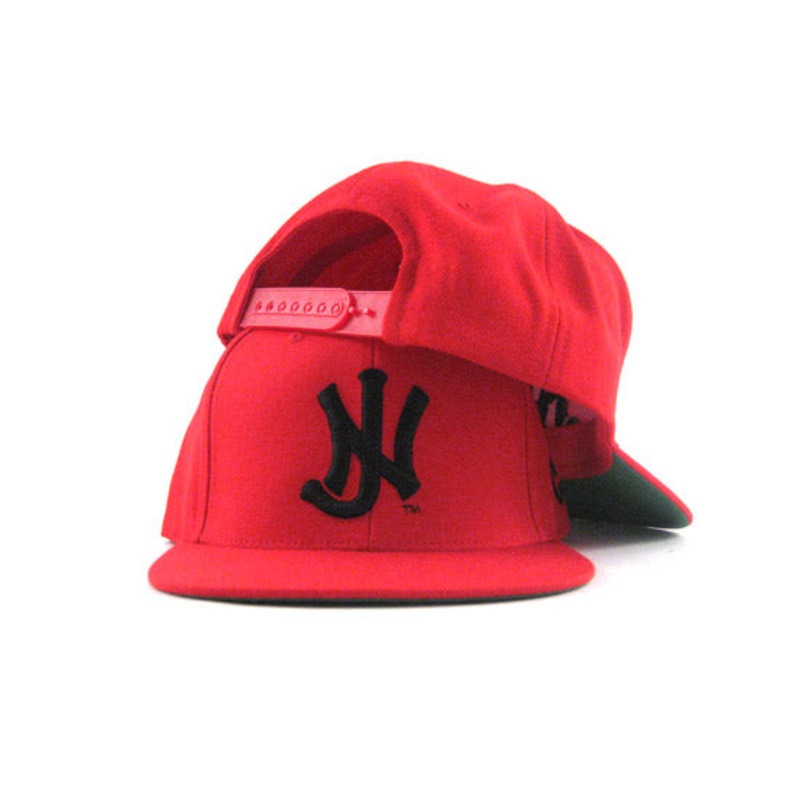 Old School NJ Snapback Hat (Red Black GREEN Under Brim) One Size
