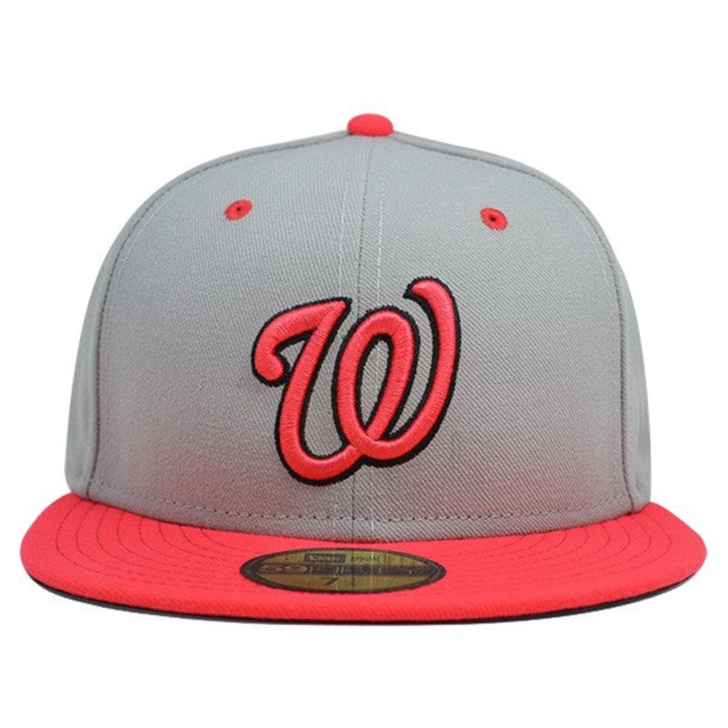 Washington Nationals CUSTOM Gray/Lava Red FITTED 59Fifty New Era MLB Hat 7