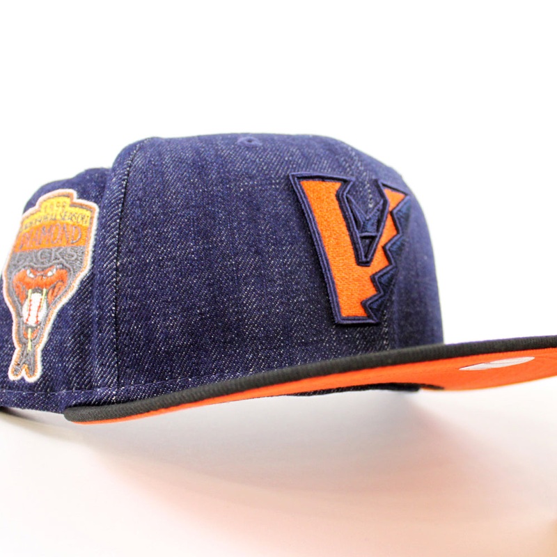 Arizona Diamondbacks 1998 inaugural Season New Era 59Fifty Fitted Hat (Denim Black Orange Under Brim) 7