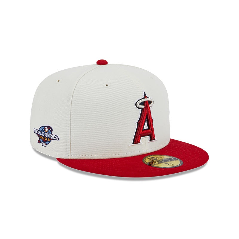 Aneheim Angels 2002 WORLD SERIES Exclusive New Era RETRO 59FIFTY Fitted Hat – Chrome/Red 6 7/8