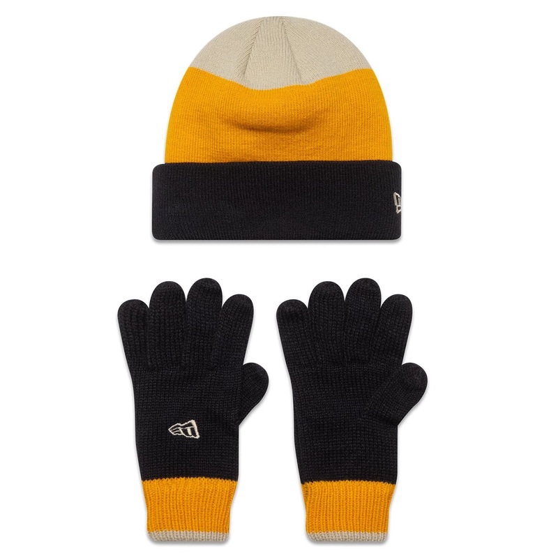 New Era Kids Black Beanie & Gloves Set Child