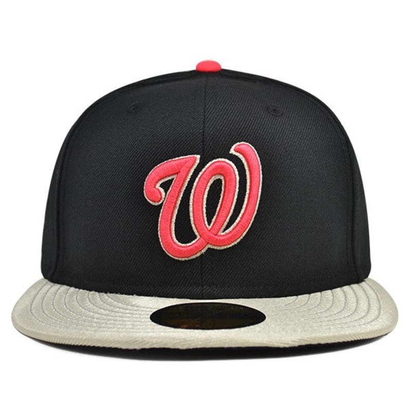 Washington Nationals CUSTOM Black/Lava Red FITTED 59Fifty New Era MLB Hat 7