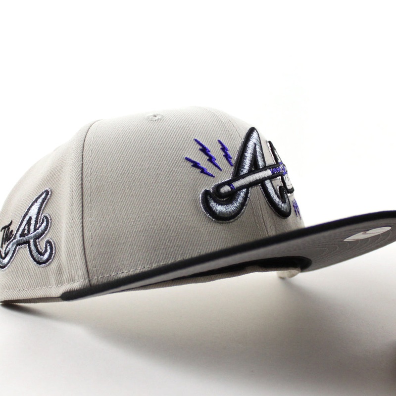 Atlanta Braves The A Patch New Era 59Fifty Fitted Hat (Stone Gray Black Gray Under Brim) 6 7/8